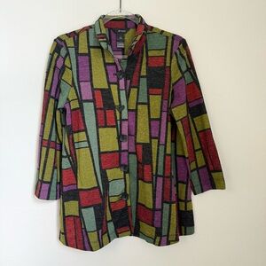 Ali Miles Women's Multicolor Cardigan Geometric Art Oversized Women’s Size S